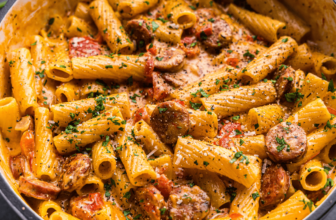 One Pot Creamy Cajun Sausage Pasta